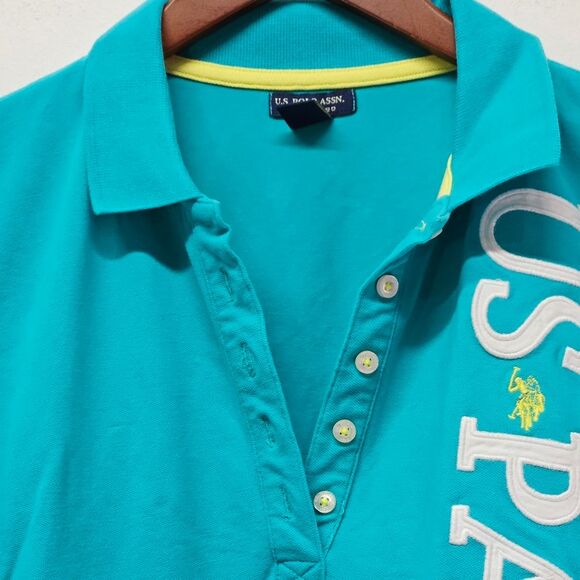 USPA Polo Shirt Henley Size XL Y2K Spelled Out Logo Rugby - Picture 6 of 12